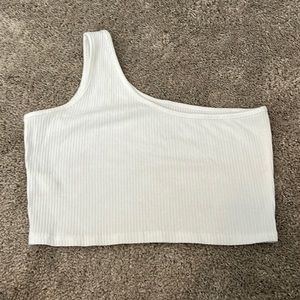 White one shoulder crop top